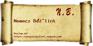 Nemecz Bálint névjegykártya